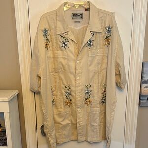 Howler Brothers Cream Lightweight Guayabera Shirt Jacket